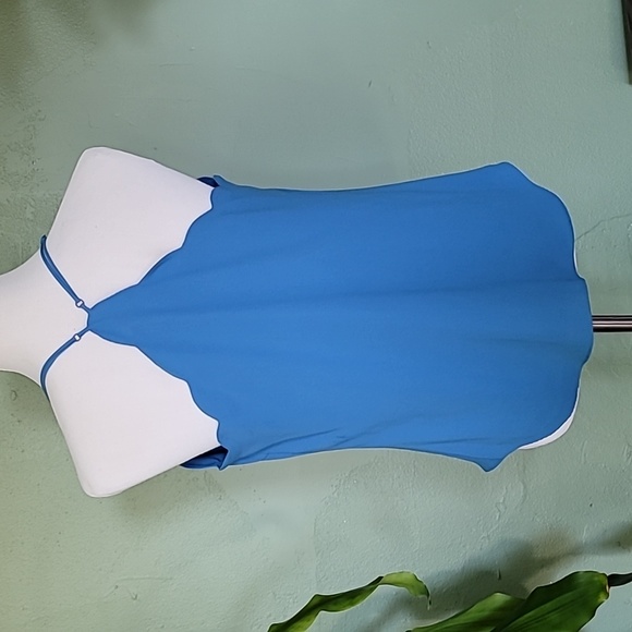J.Crew scalloped racerback blue tank with adjustable straps - Picture 2 of 4